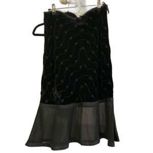 Floral Velvet and Mesh Low Waisted Midi Skirt, Laundry by Shelli Segal